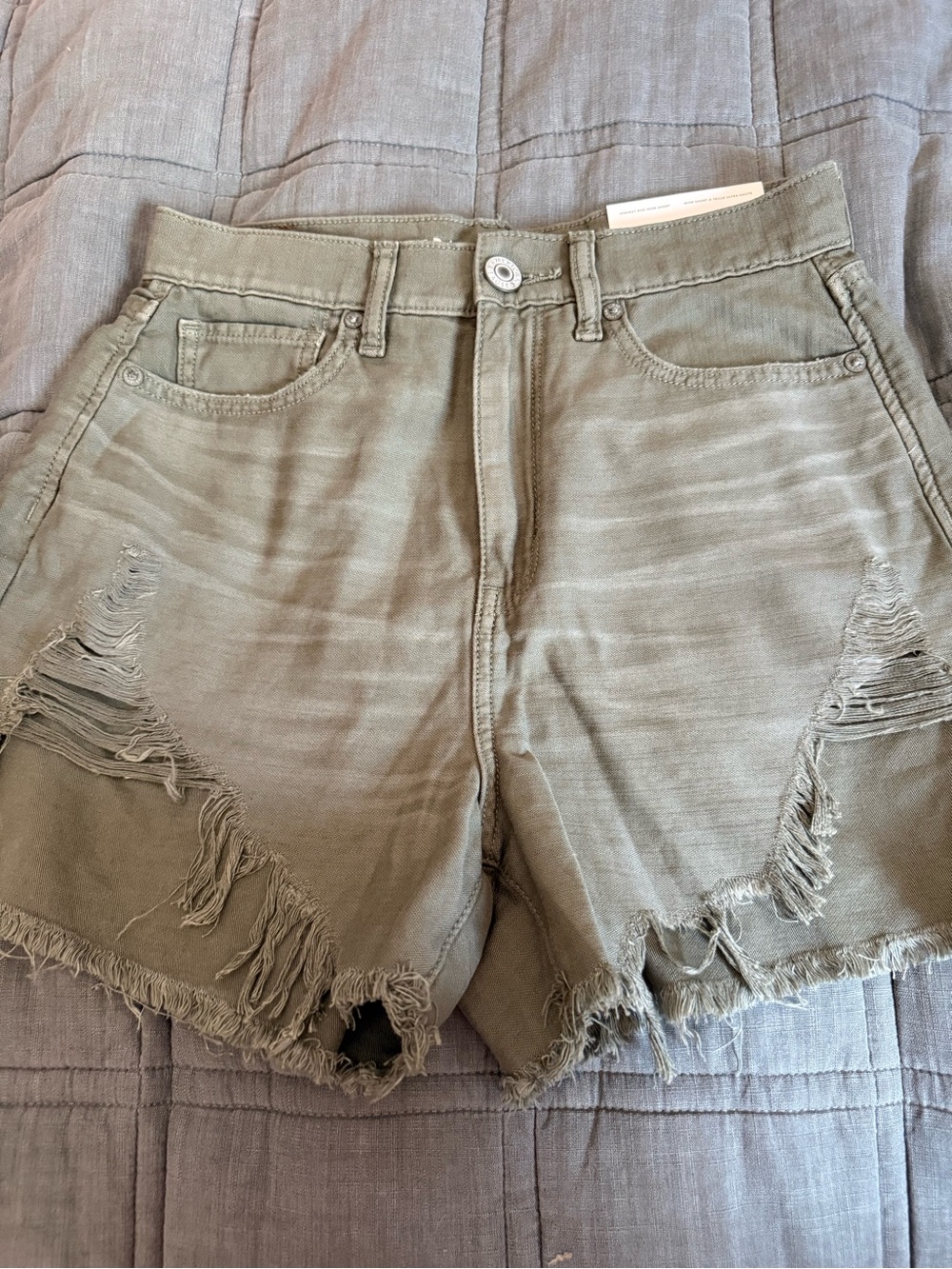American Eagle Outfitters Olive Distressed Denim Shorts